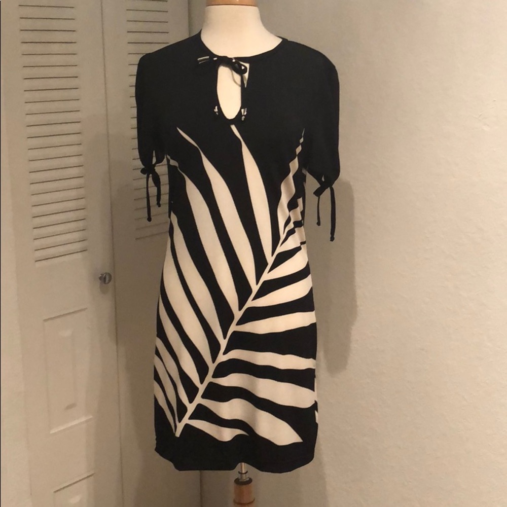 Black and white pattern dress by Nikki Poulos
